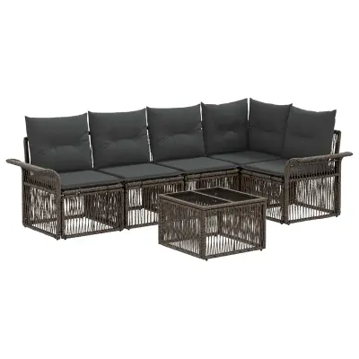 vidaXL Vrtna sedežna garnitura 6 pcs Siva poli ratan