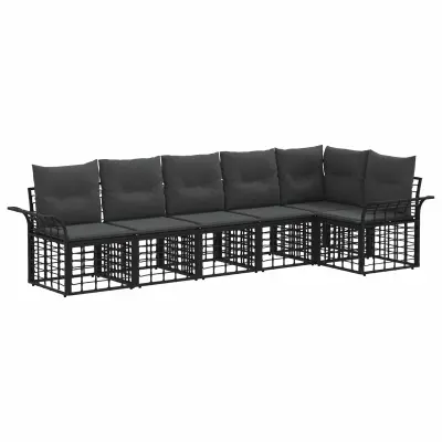 vidaXL Zunanja garnitura za sedenje 6 pcs Črna in Temno siva Poliester