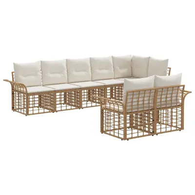 vidaXL Zunanja garnitura za sedenje 8 pcs Naravna in krem bela