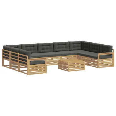 vidaXL Zunanja garnitura za sedenje z blazino 10 pcs Bela in antracit