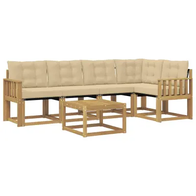 vidaXL Zunanja garnitura za sedenje z blazino 6 pcs Bela in bež