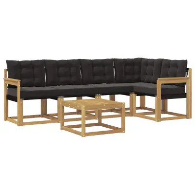 vidaXL Zunanja garnitura za sedenje z blazino 6 pcs Bela in črna