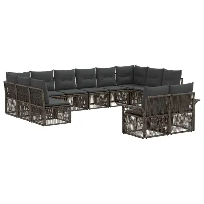 vidaXL Vrtna sedežna garnitura 12 pcs Siva poli ratan