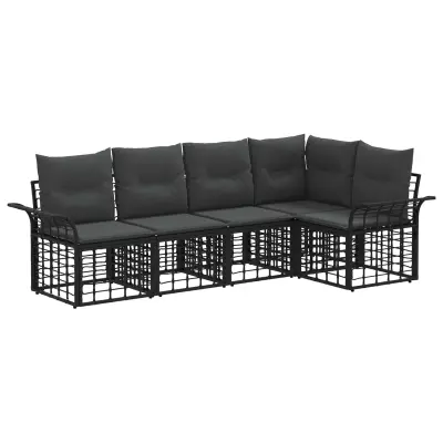 vidaXL Zunanja garnitura za sedenje 5 pcs Črna in Temno siva Poliester