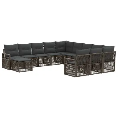 vidaXL Vrtna sedežna garnitura 12 pcs Siva poli ratan