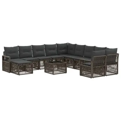 vidaXL Vrtna sedežna garnitura 12 pcs Siva poli ratan