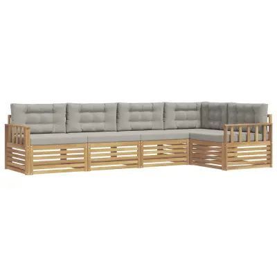 vidaXL Zunanja garnitura za sedenje 6 pcs Bela in svetlo siva