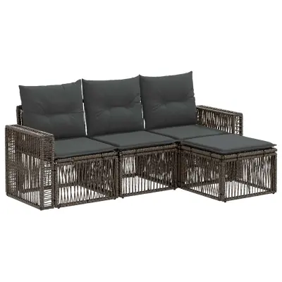 vidaXL Vrtna sedežna garnitura 4 pcs Siva in temno siva poli ratan