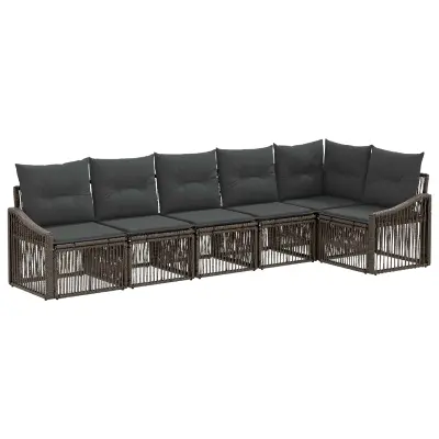 vidaXL Vrtna sedežna garnitura 6 pcs Siva poli ratan