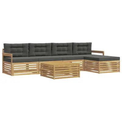 vidaXL Zunanja garnitura za sedenje 7 pcs Bela in antracit Poliester