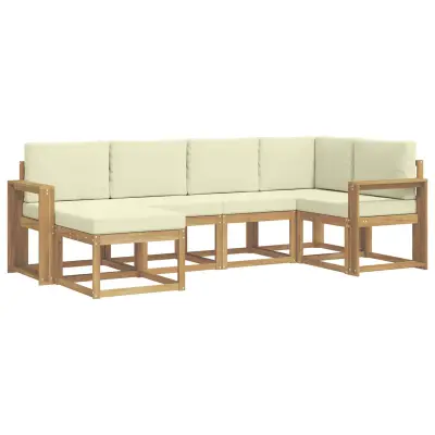 vidaXL Zunanja garnitura za sedenje 6 pcs Bela in krem Poliester