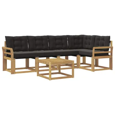 vidaXL Zunanja garnitura za sedenje z blazino 6 pcs Bela in črna