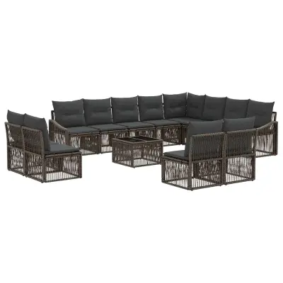 vidaXL Vrtna sedežna garnitura 13 pcs Siva poli ratan