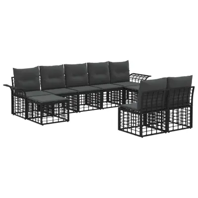 vidaXL Zunanja garnitura za sedenje 9 pcs Črna in Temno siva Poliester