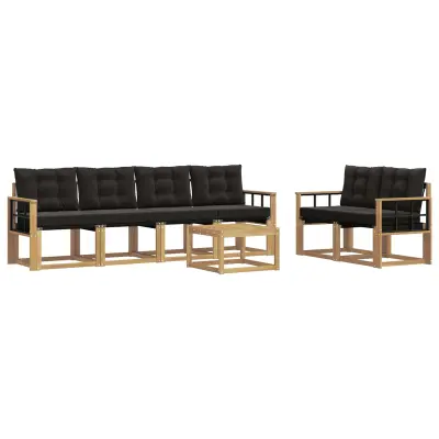 vidaXL Zunanja garnitura za sedenje z blazino 7 pcs Bela in črna