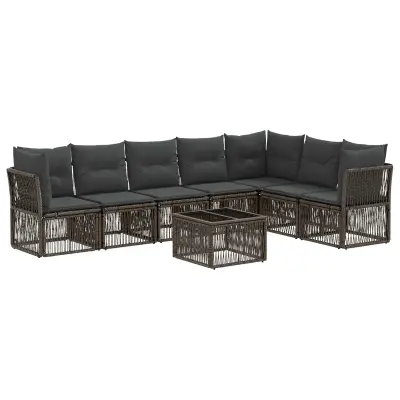 vidaXL Vrtna sedežna garnitura 8 pcs Siva poli ratan