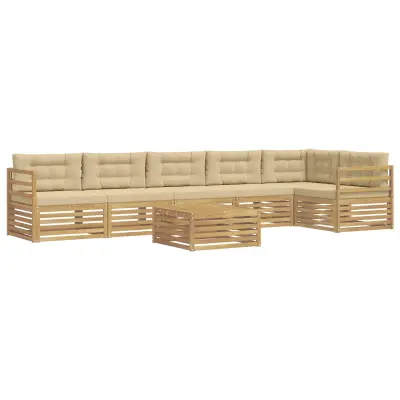 vidaXL Zunanja garnitura za sedenje 7 pcs Bela in bež Poliester
