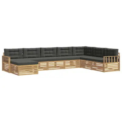 vidaXL Zunanja garnitura za sedenje z blazino 8 pcs Bela in antracit