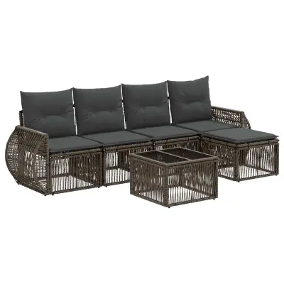 vidaXL Vrtna sedežna garnitura 6 pcs Siva in temno siva poli ratan