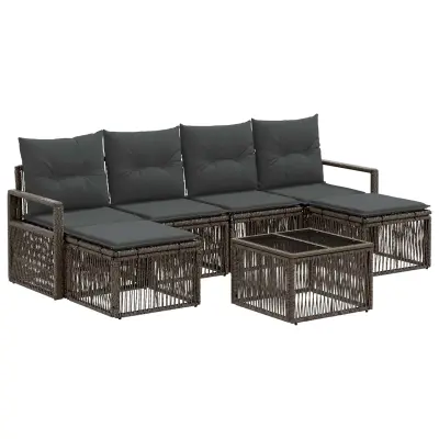 vidaXL Vrtna sedežna garnitura 7 pcs Siva poli ratan
