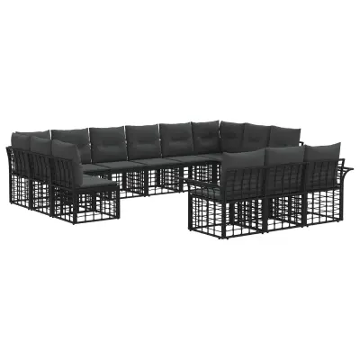 vidaXL Zunanja garnitura za sedenje 13 pcs Črna in Temno siva