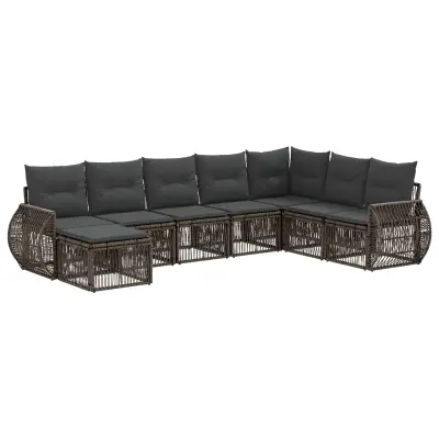vidaXL Vrtna sedežna garnitura 8 pcs Siva in temno siva poli ratan