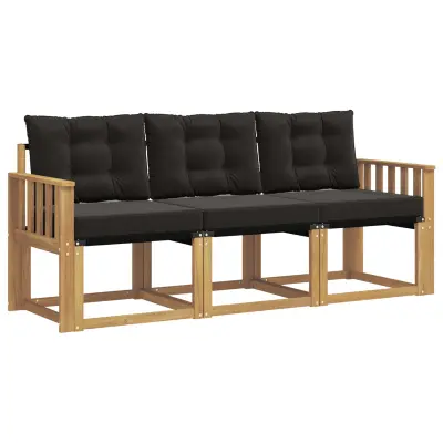 vidaXL Zunanja garnitura za sedenje z blazino 3 pcs Bela in črna