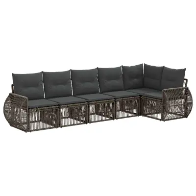 vidaXL Vrtna sedežna garnitura 6 pcs Siva in temno siva poli ratan
