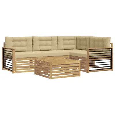 vidaXL Zunanja garnitura za sedenje 6 pcs Bela in bež Poliester
