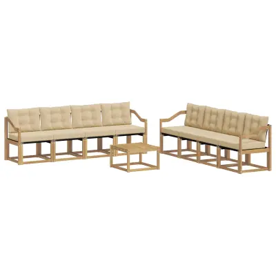 vidaXL Zunanja garnitura za sedenje z blazino 9 pcs Bela in bež