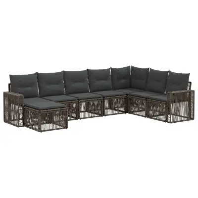 vidaXL Vrtna sedežna garnitura 8 pcs Siva in temno siva poli ratan