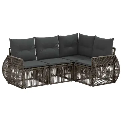 vidaXL Vrtna sedežna garnitura 4 pcs Siva in temno siva poli ratan