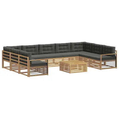 vidaXL Zunanja garnitura za sedenje z blazino 10 pcs Bela in antracit