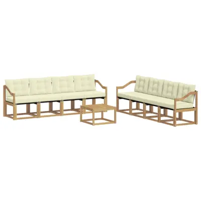 vidaXL Zunanja garnitura za sedenje z blazino 9 pcs Bela in krem
