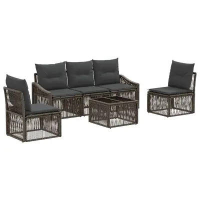vidaXL Vrtna sedežna garnitura 6 pcs Siva poli ratan