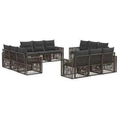 vidaXL Vrtna sedežna garnitura 12 pcs Siva in temno siva poli ratan