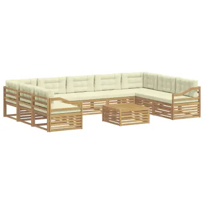 vidaXL Zunanja garnitura za sedenje 10 pcs Bela in krem Poliester