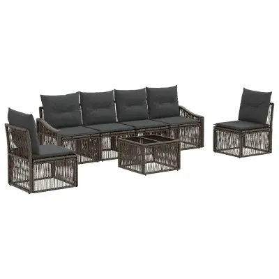 vidaXL Vrtna sedežna garnitura 7 pcs Siva poli ratan