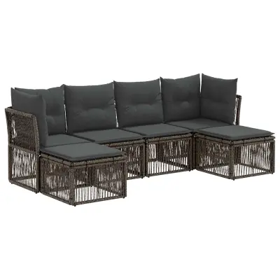 vidaXL Vrtna sedežna garnitura 6 pcs Siva poli ratan
