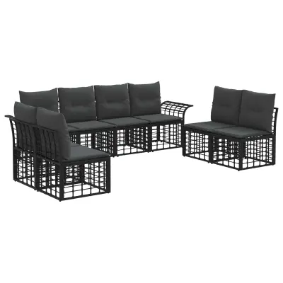 vidaXL Zunanja garnitura za sedenje 8 pcs Črna in Temno siva Poliester