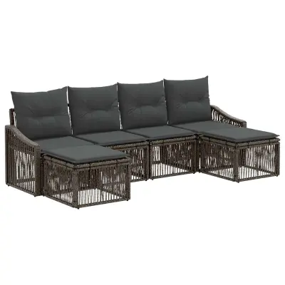 vidaXL Vrtna sedežna garnitura 6 pcs Siva poli ratan