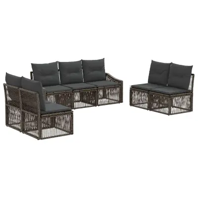 vidaXL Vrtna sedežna garnitura 7 pcs Siva poli ratan
