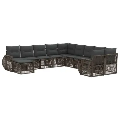 vidaXL Vrtna sedežna garnitura 11 pcs Siva poli ratan