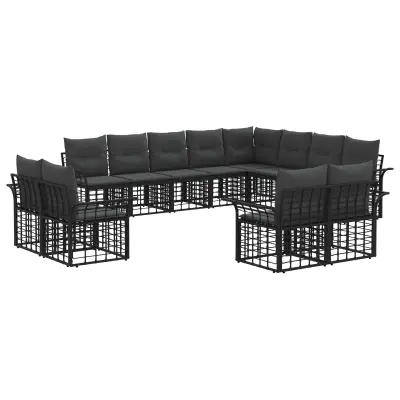 vidaXL Zunanja garnitura za sedenje 12 pcs Črna in Temno siva