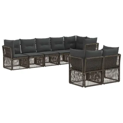 vidaXL Vrtna sedežna garnitura 8 pcs Siva poli ratan