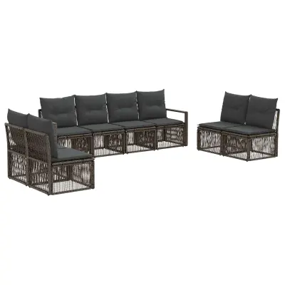 vidaXL Vrtna sedežna garnitura 8 pcs Siva poli ratan