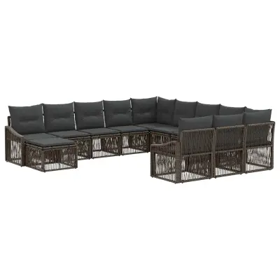 vidaXL Vrtna sedežna garnitura 12 pcs Siva poli ratan