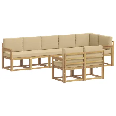 vidaXL Zunanja garnitura za sedenje 8 pcs Bela in bež Poliester