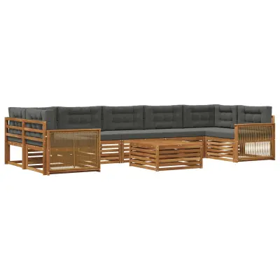 vidaXL Zunanja garnitura za sedenje 8 pcs Naravna in antracitna