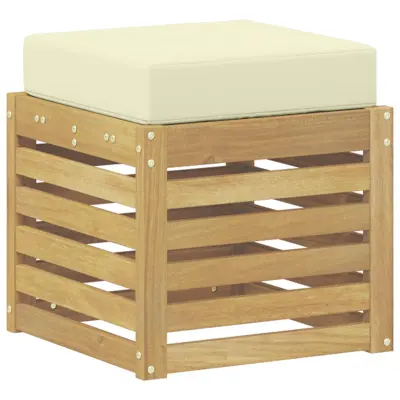 vidaXL Zunanji stolček klop Bela 43 x 43 x 45 cm Masiven les akacije